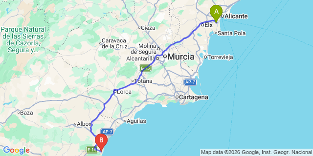 Map: Alicante Airport (ALC) to Mojacar