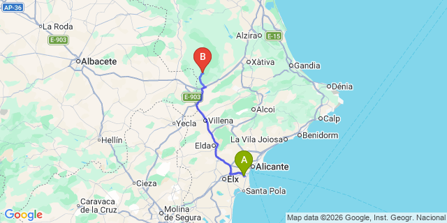 Map: Alicante Airport (ALC) to Navalón