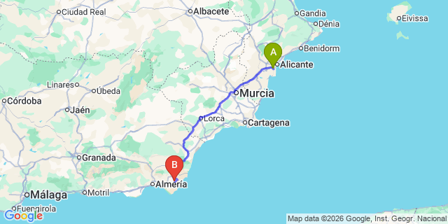 Map: Alicante Airport (ALC) to Nijar
