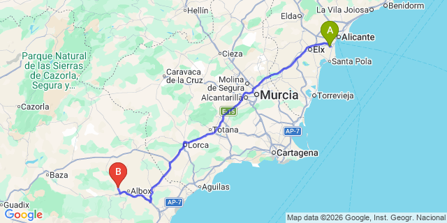 Map: Alicante Airport (ALC) to Partaloa