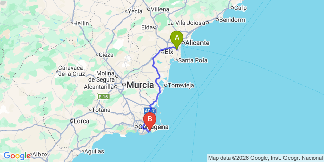 Map: Alicante Airport (ALC) to Portman