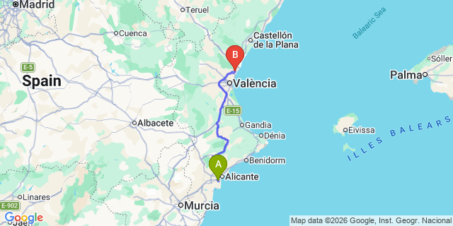 Map: Alicante Airport (ALC) to Puçol