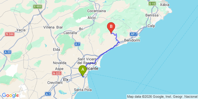 Map: Alicante Airport (ALC) to Relleu