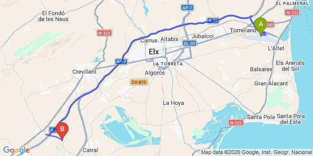 Map: Alicante Airport (ALC) to San Isidro