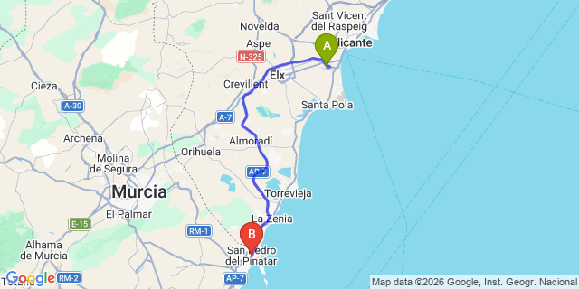 Map: Alicante Airport (ALC) to San Pedro del Pinatar