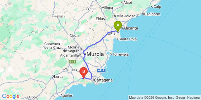 Map: Alicante Airport (ALC) to Tallante
