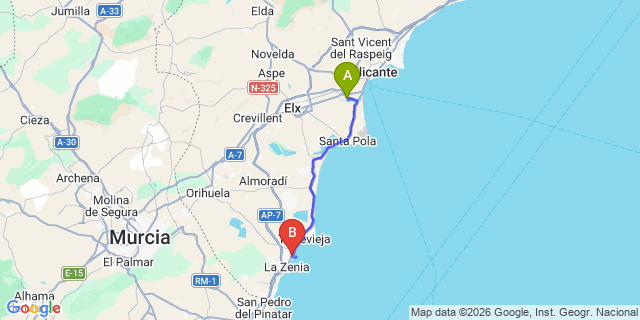 Map: Alicante Airport (ALC) to Torre Joven