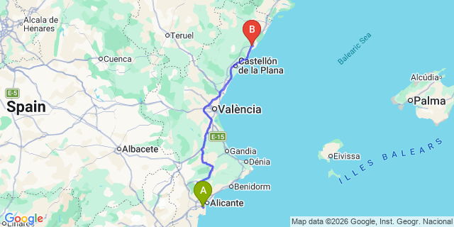 Map: Alicante Airport (ALC) to Torreblanca