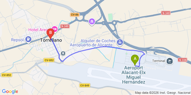 Map: Alicante Airport (ALC) to Torrellano