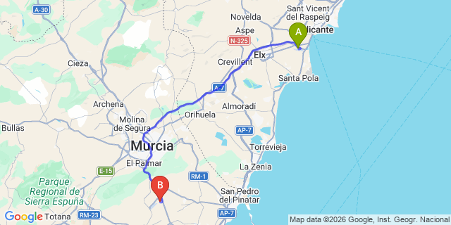 Map: Alicante Airport (ALC) to Valladolises