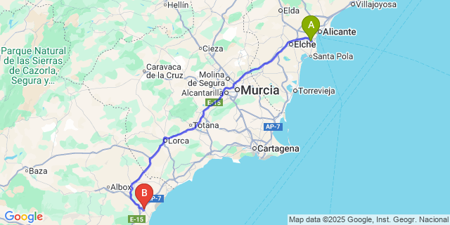 Map: Alicante Airport (ALC) to Vera