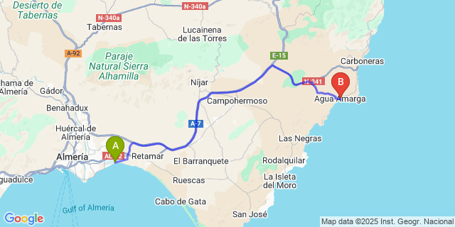 Map: Almeria Airport (LEI) to Agua Amarga