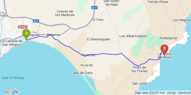 Map: Almeria Airport (LEI) to La Isleta del Moro