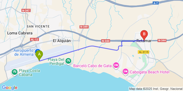 Map: Almeria Airport (LEI) to Retamar