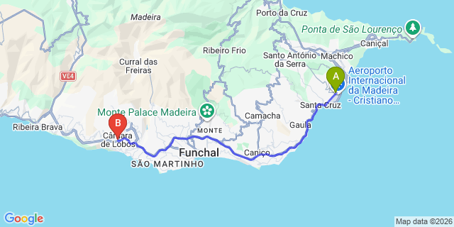 Map: Madeira Airport (FNC) to Camara de Lobos