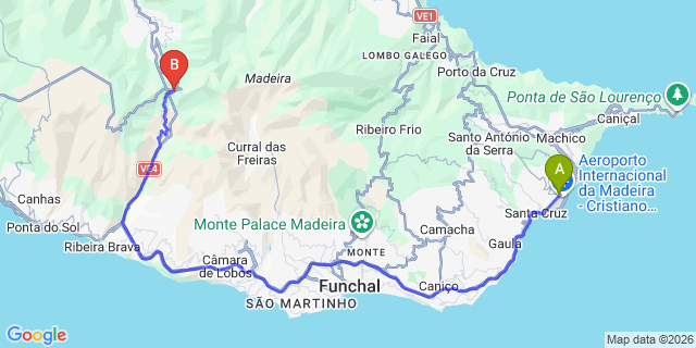 Map: Madeira Airport (FNC) to Encumeada