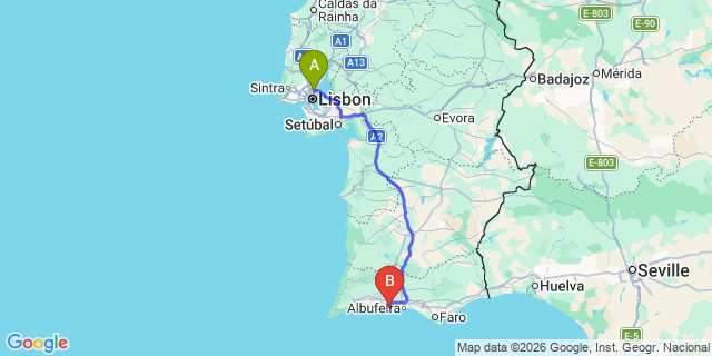 Map: Lisbon Airport (LIS) to Alporchinhos