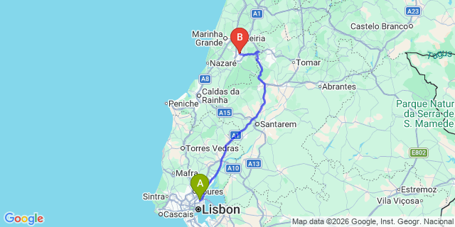 Map: Lisbon Airport (LIS) to Batalha