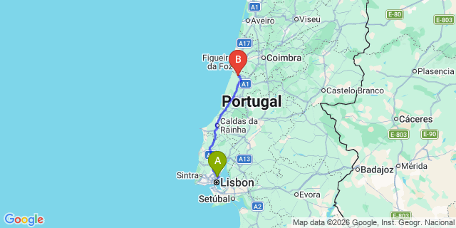 Map: Lisbon Airport (LIS) to Carriço