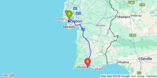 Map: Lisbon Airport (LIS) to Galé