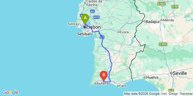 Map: Lisbon Airport (LIS) to Lagoa