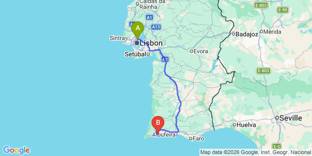 Map: Lisbon Airport (LIS) to Lagos