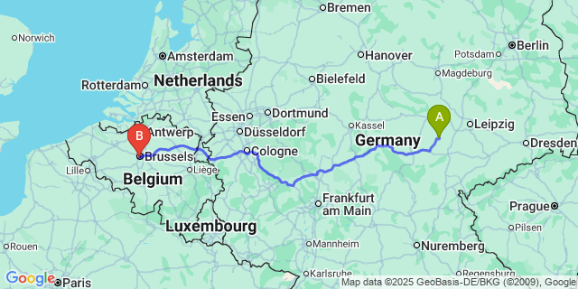 Map: Brussels Midi Train Station to Poppel