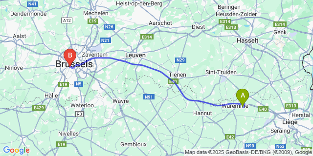Map: Brussels Midi Train Station to Pousset