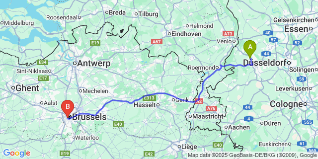 Map: Brussels Midi Train Station to Ransberg