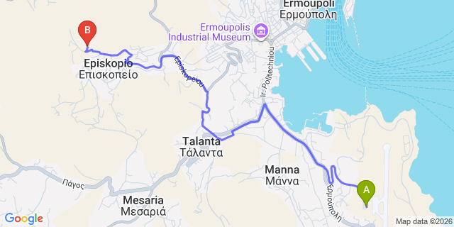 Map: Syros Airport (JSY) to Syros Island
