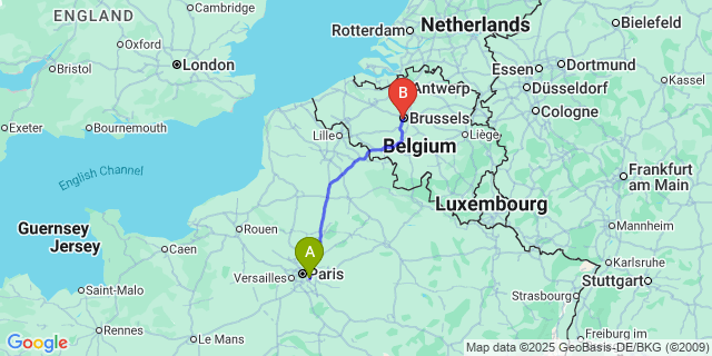 Map: Brussels Midi Train Station to Saint-Maur