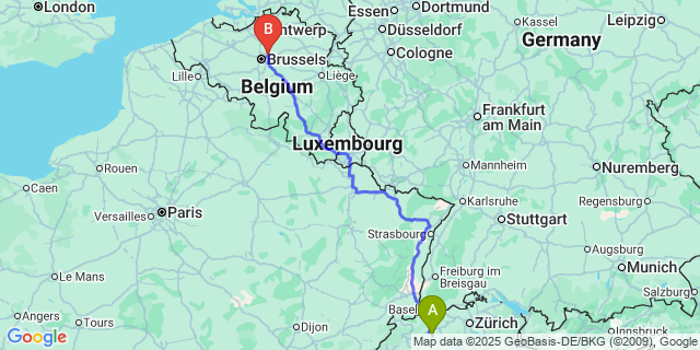 Map: Brussels Zaventem Airport (BRU) to Schore