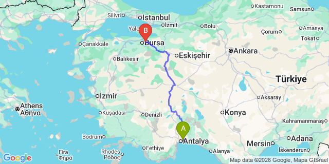 Map: Antalya Airport (AYT) to Kestel