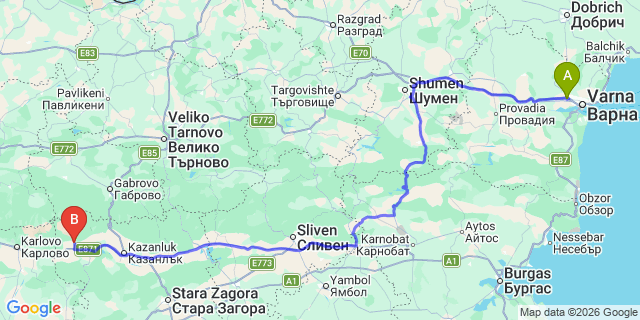 Map: Varna Airport (VAR) to Belene