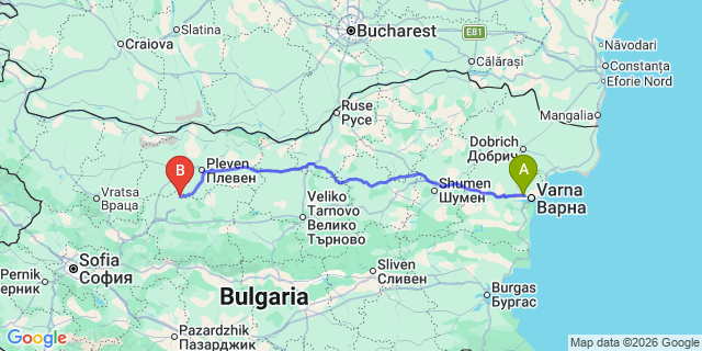 Map: Varna Airport (VAR) to Bezhanovo