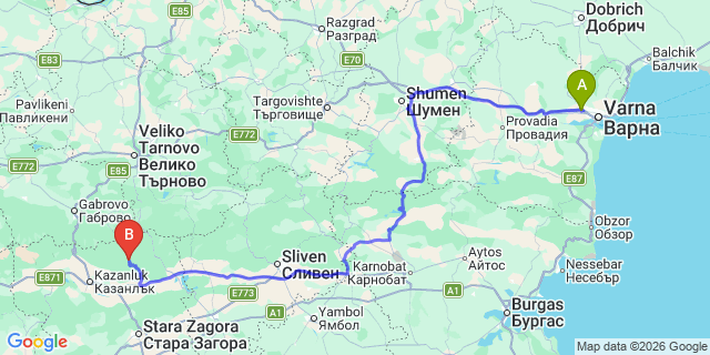 Map: Varna Airport (VAR) to Dimitrovgrad