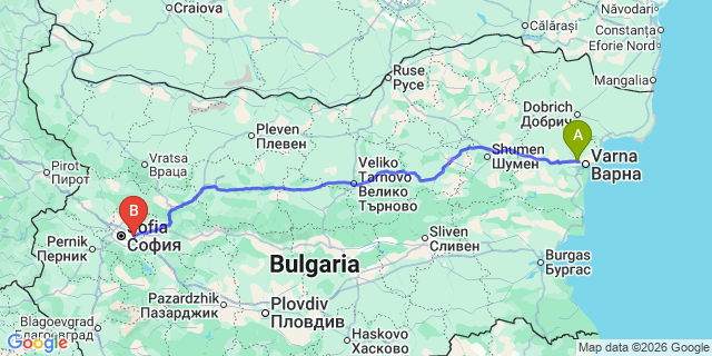 Map: Varna Airport (VAR) to Gerakini