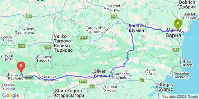 Map: Varna Airport (VAR) to Shumata