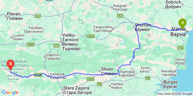 Map: Varna Airport (VAR) to Smolyan