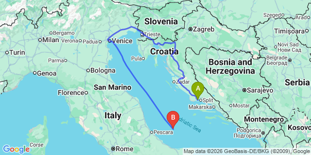 Map: Split Airport (SPU) to Zaton