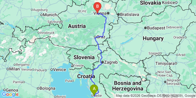 Map: Zadar Airport (ZAD) to Murter