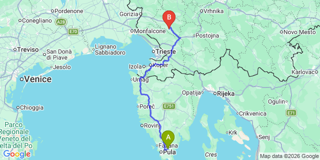 Map: Pula Airport (PUY) to Medulin