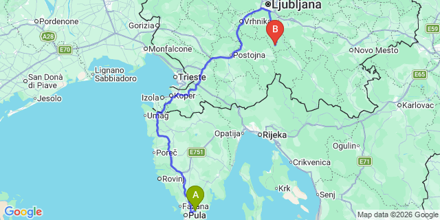 Map: Pula Airport (PUY) to Omisalj