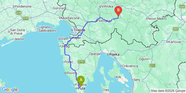 Map: Pula Airport (PUY) to Punat