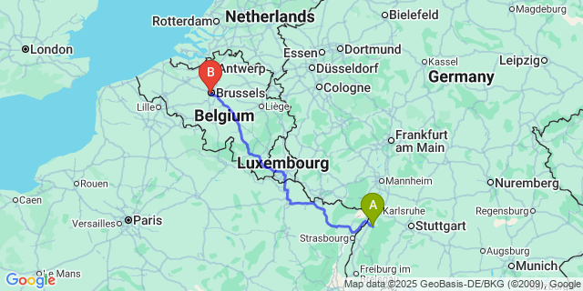 Map: Brussels Midi Train Station to Ursel