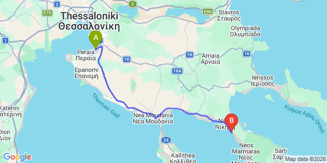 Map: Thessaloniki Airport (SKG) to Akti-Koviou
