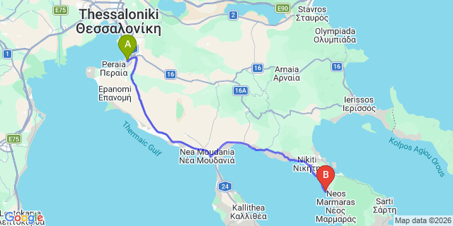 Map: Thessaloniki Airport (SKG) to Lagomandra