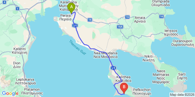 Map: Thessaloniki Airport (SKG) to Mola-Kaliva