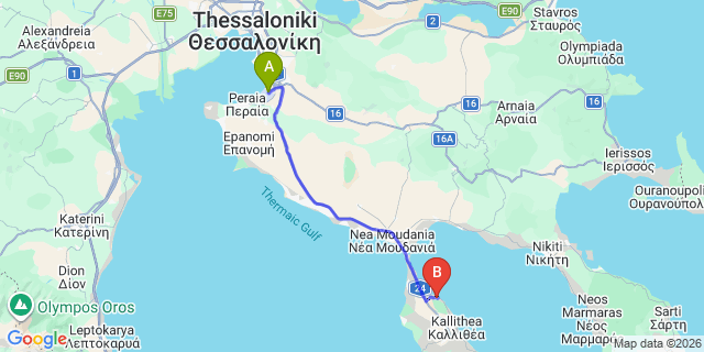 Map: Thessaloniki Airport (SKG) to Nea Fokea