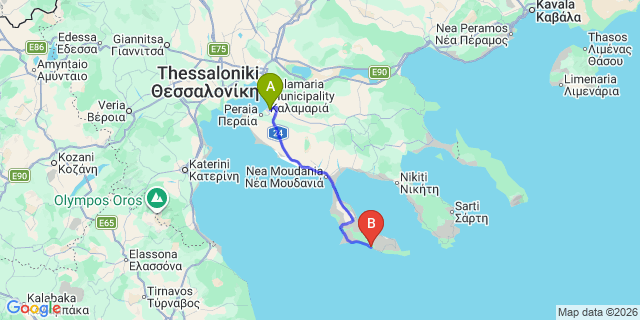 Map: Thessaloniki Airport (SKG) to Nea Skioni